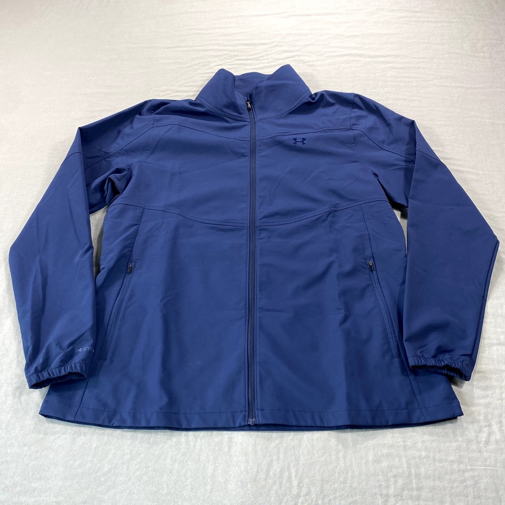 Under Armour Storm Jacket Womens Large Blue Windstrike Full Zip Golf Performance